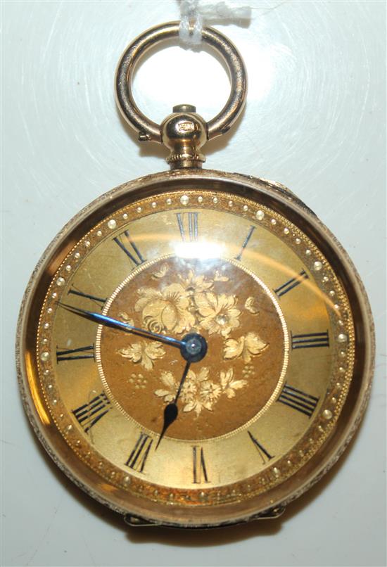 An early 20th century continental 18k gold keywind pocket watch,